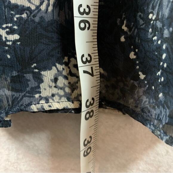 Joie Floral Midi Shift Dress Sz L Navy Dark Cottage Romantic Flowy Chiffon - Picture 7 of 11